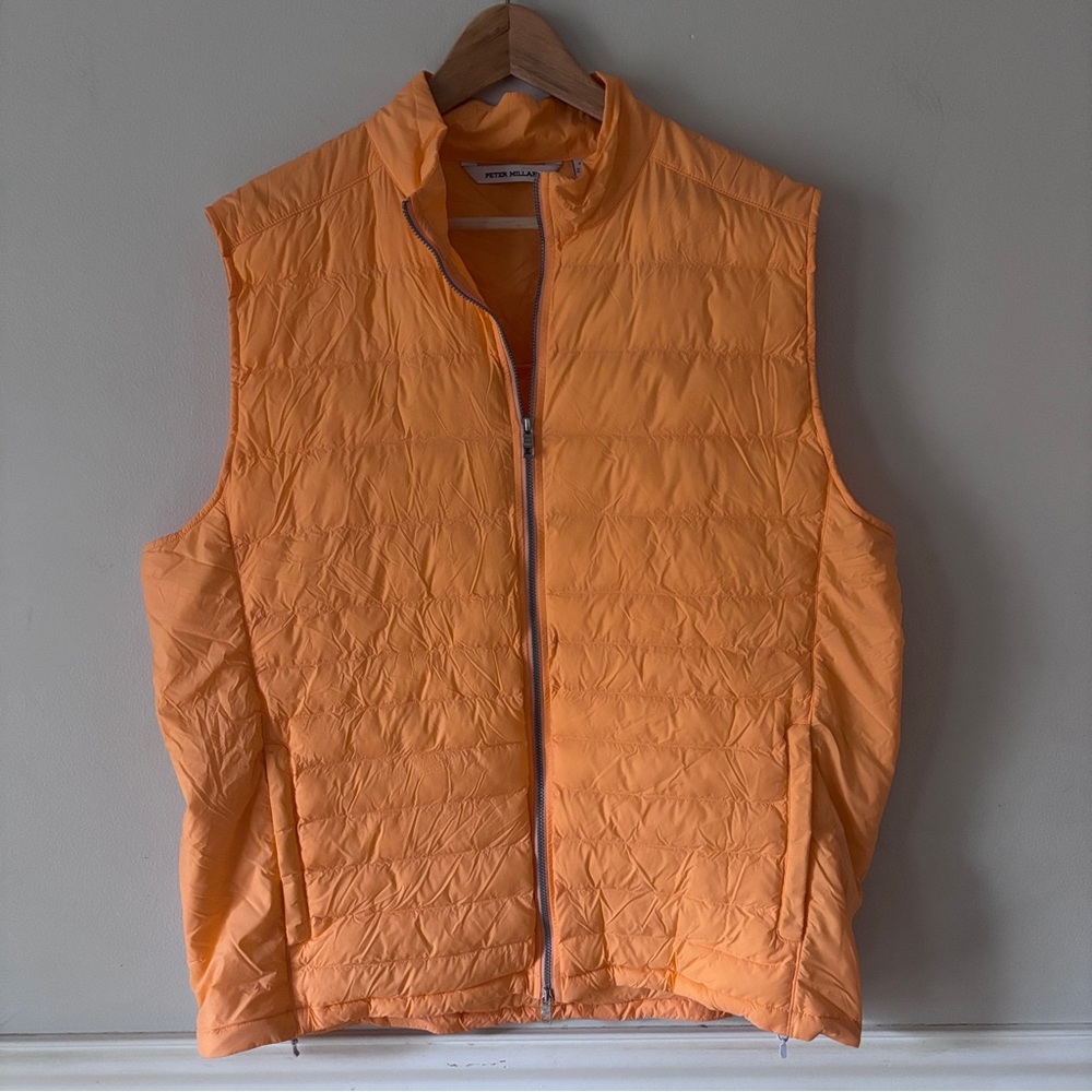 Peter Millar Bright Orange Crown Elite Light Quilted Vest Size XL